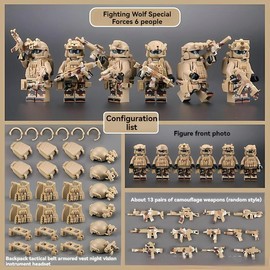 NWJ Children's Military Building Block Action Figure Soldier Set - Desert and Ghost Special Forces Toy Collection:_K102