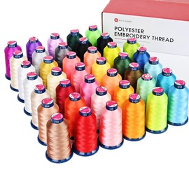 Richword Embroidery Machine Thread 40 Colors 40WT (108D/2) Polyester Thread Kit Each Spool 4000M (4374Y) Suitable for Embroidery Machines and Sewing Machines
