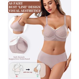 As Fairy Wireless Bra for Women Push Up Full Coverage Seamless Soft Bras with Support Regular and Plus Size (Coffee,S)