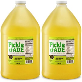 PickleAde Real Pickle Juice with Turmeric, 1 Gallon - 128oz (2 Pack) | Bulk Size Pickle Juice Sports Drink | Electrolyte Replacement | Pickle Brine for Muscle Cramp Releif | Kosher Pickle Juice for Hydration, Coctail Mixers, Pickling, Flavoring & Marinades