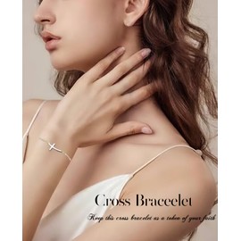 Ladytree 925 Sterling Silver Cross Anklet Ankle Bracelet for Women