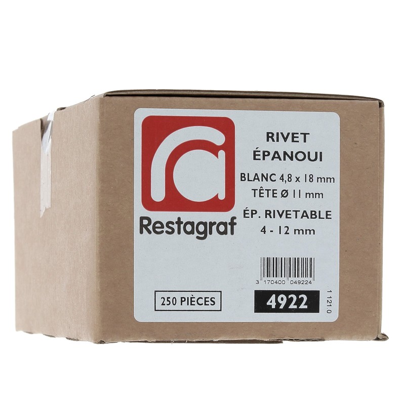 Restagraf 4922 Niete, Weiß, 9 bis 12 mm x 18