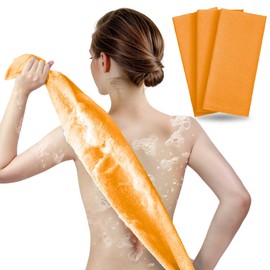 ARCH&M ARCH&M Exfoliating Washcloth Body Scrubber Back Scrubber for Shower Japanese Beauty Washcloth Bath Wash Cloth Korean Exfoliation Luffah Towel Net Sponge Loofah Body Scrub 3 Pack (Orange x 3)