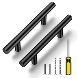 20 Pack 5" Length (3" Hole Center) Cabinet Handles Drawer Pulls for Kitchen Matte Black Stainless Steel, Poignee Armoire Cuisine