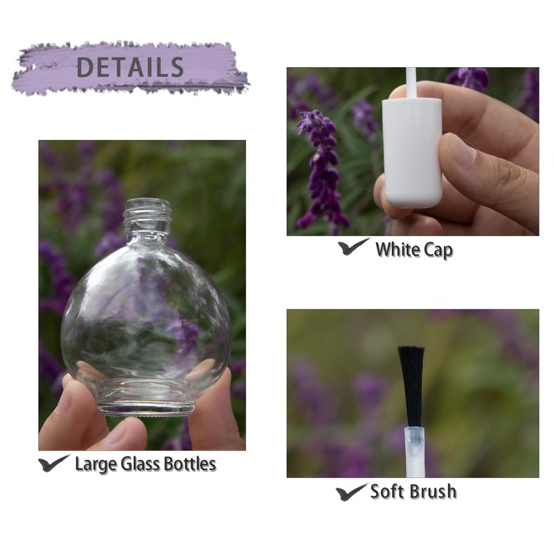 6PCS Large Capacity 75ML Empty Nail Polish Bottles with Brush,