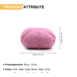 Crochet Yarn, 50 g Hand Knitting Yarn, Available in 6 Cotton Threads, for Hand Knitting Yarn, Cotton Yarn, Crochet and Crafts, 6 Colours