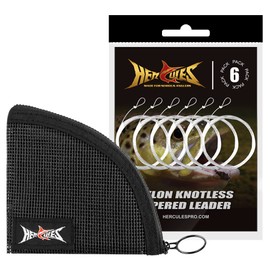 HERCULES Pre-Tied Loop Fly Fishing Leader 6 Pack with Tapered Leader Wallet, 9FT - 1X - 9.0LB