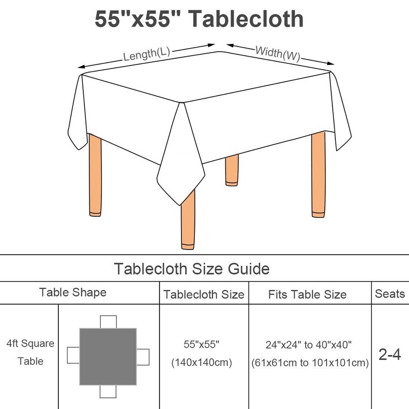 PiccoCasa Square Table Cloth 140x140 cm/55"x55", Table Cloth Wipe Clean