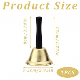 Bell, hand bell, bell, table bell, bells, metal tea table bell, gold plated hand bell, service bell warning, Santa bell, Santa costume accessory, hand bell, gold wooden handle