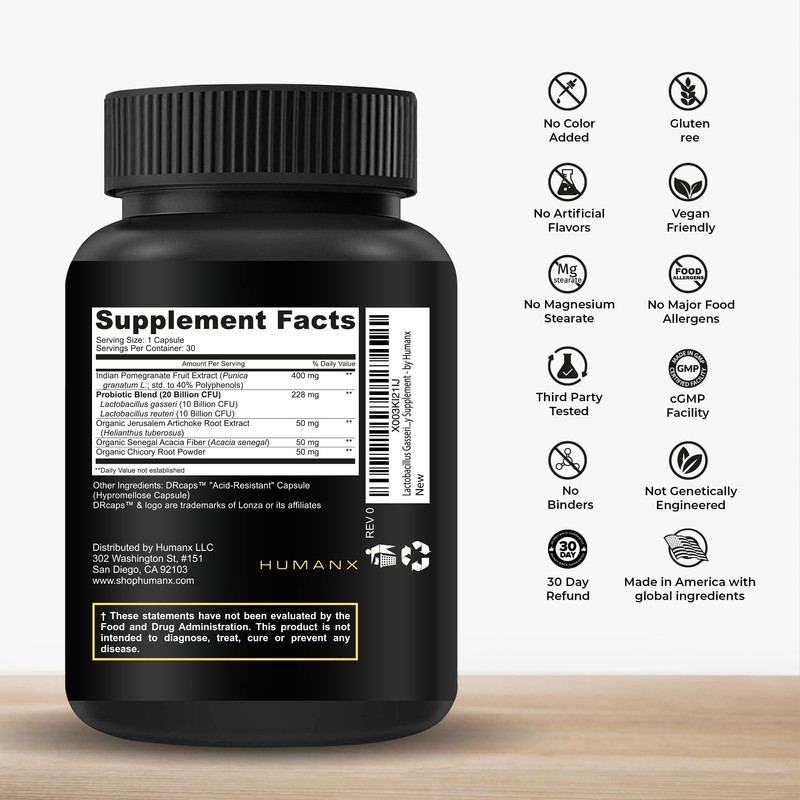 HUMANX Lactobacillus Gasseri & Reuteri+ 20 Billion CFU Plus Organic