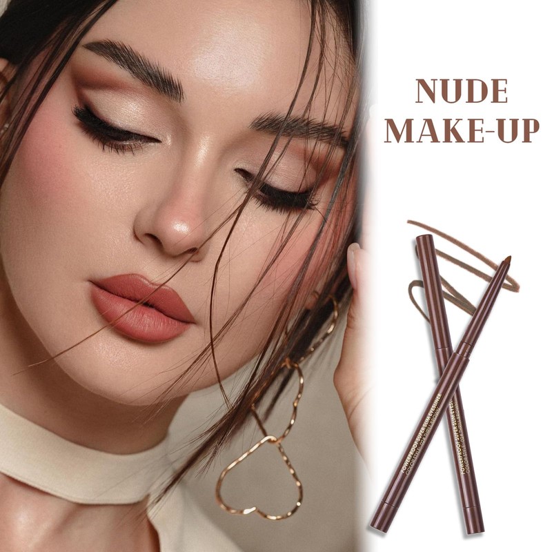 Longwear Waterproof Eyeliner Pencil – Light Brown, Retractable, Smudge-Proof, Transfer-Resistant,