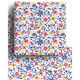 Mother's Day Spring Flower Recycled Wrapping Paper | 4 x Premium Recyclable Floral Gift Wrap Sheets for Birthdays, Easter and more.. 100% Recycled Eco Friendy Paper