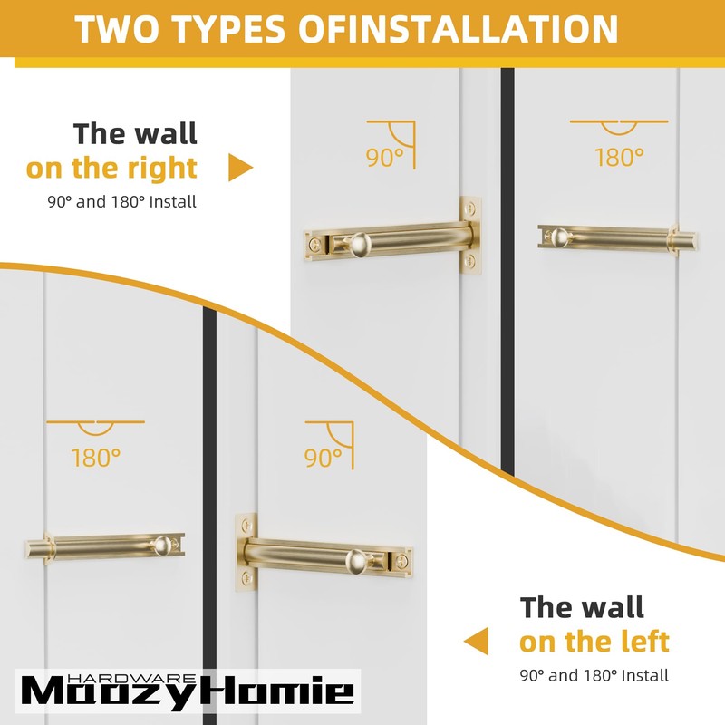 MaozyHomie 4 Inch Solid Brass Surface Bolt, Heavy Duty Concealed