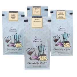 Coffee Masters Ground Coffee Sampler, Hazelnut, Cinnamon Hazelnut, Hazelnut Creme and Cinnamon Hazelnut Brown Sugar, 48 Ounce