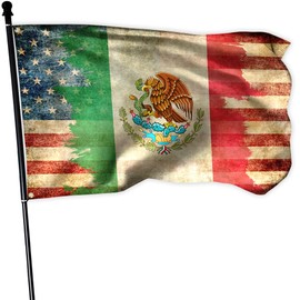 Mexico Flag 3x5 Ft Retro Mexican American Friendship Flag Double Sided for House Indoor Outside Patriotic Banner Outdoor Decor