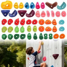 50 PCS Rock Climbing Wall for Kids,Rock Wall Climbing Holds,Adults Climbing Wall Grip Kits Holds Up to 230 lbs for Outdoor Indoor Home Playground Climbing Holds