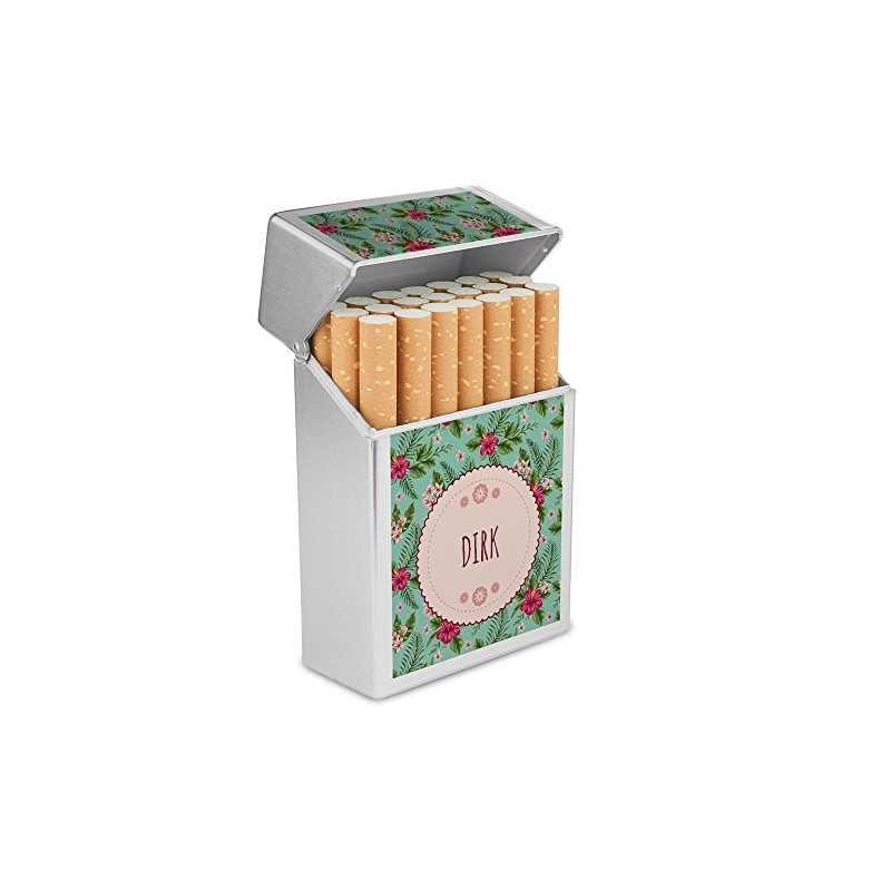 Zigarettenbox mit Namen Dirk - Personalisierte Hülle mit Design Blumen