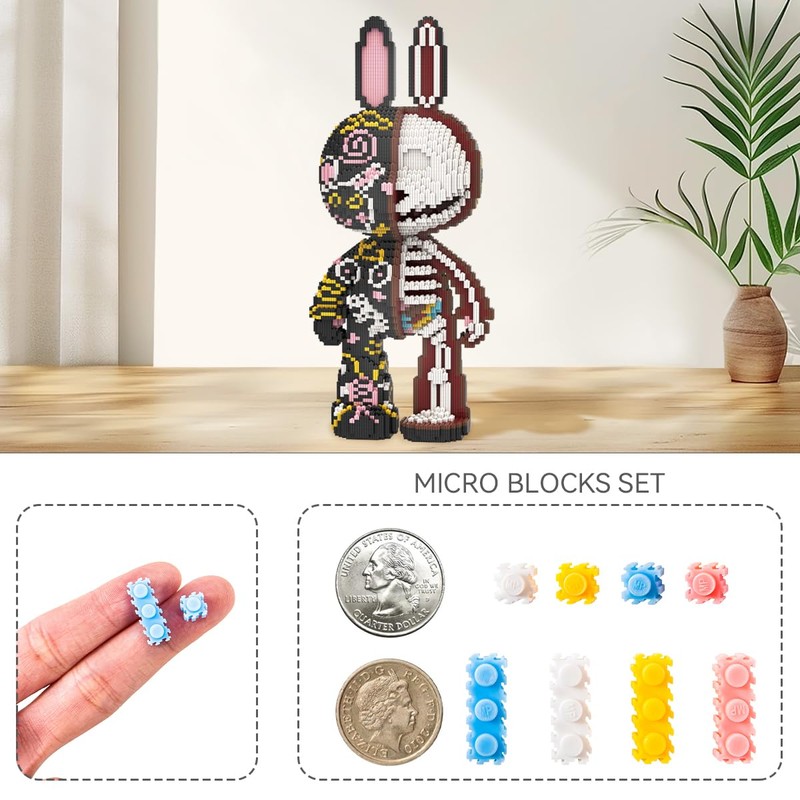 DAHONPA Animal Rabbit Half Graffiti Half Skeleton Micro Building Blocks