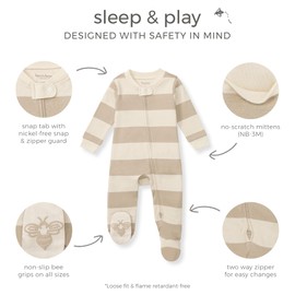 Burt's Bees Baby Girls' Organic Cotton Sleep and Play Footed Pajamas, One-piece Zip Front Romper, Baby Essentials