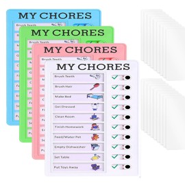 4 Pcs Chore Chart Kids, Checklist Check Plan Bulletin Board with 20 Detachable Cardstock, Sliding Routine Reusable to Do List, ADHD Tools for Kids, Daily Schedule Planner Board for Home Office