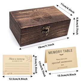 Oxmidud Wooden Share Love & Memories Box with 50 Pcs Share A Memory Cards for Celebration of Life Decorations - Elegant Keepsake for Funerals, Weddings, Birthdays & Graduations - Heirloom Storage Box