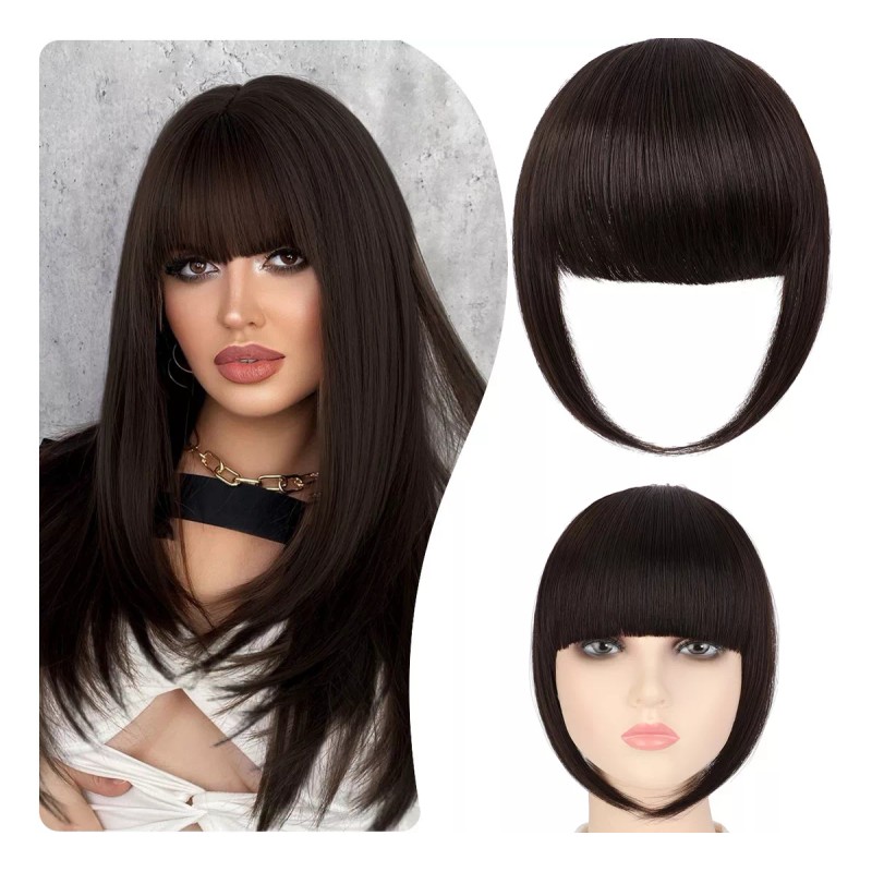 Felendy Clip De Extensiones De Flequillo Sintético Grueso Y Limpio