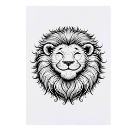 'Happy Lion Face' Temporary Tattoo - Water Resistant, Skin-Safe, Non-Toxic Transfer (TO00081387)