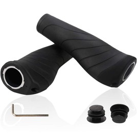 Bicycle Grips, Lock-On Handles, Waterproof and Non-Slip Ergonomic Sporty Handlebar Grips for MTB, Trekking Bike, Touring Bike, E-Bike, Crossbike, Fixie, Black (Black)