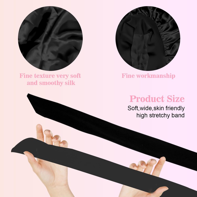 Long Satin Bonnet for Women (Black)