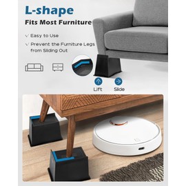 Affogato Bed Risers 6 Inch Rectangle Heavy Duty, 4 Pack Furniture Risers, Table Leg Extenders, Bed Lifts Fits to Bed, Chair, Desk, Cabinet, Sofa, Couch, Tables, Support up to 5000 Lbs (Black)