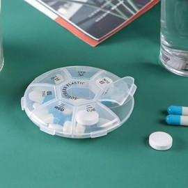 Portable weekly individual pills round transparent case 7ea