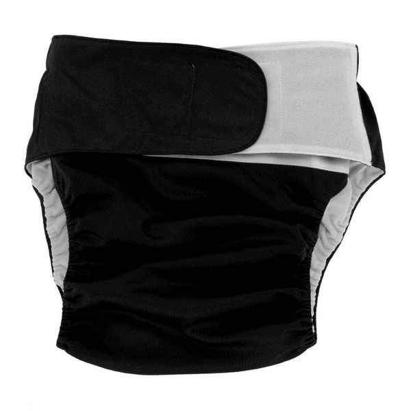 Semme Adult Nappy Pants Reusable 4 Colours Washable Adjustable Layer Incontinence Cloth Nappy (Black)