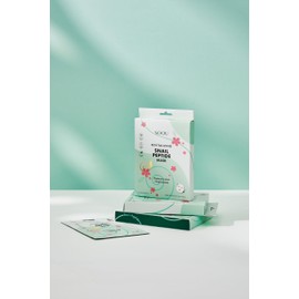 SOQU Revitalizing Snail Peptide Sheet Mask with Snail Mucin, Peptide, Hyaluronic Acid, Niacinamide, Hydrating and Brightening - 23g x 5 Sheets - Made in Korea