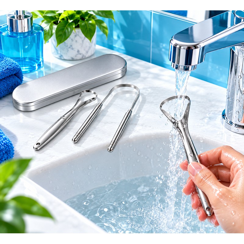 4 Pieces Stainless Steel Tongue Scraper for Daily Oral Care