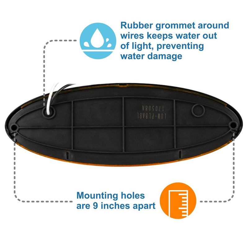 Lumitronics RV LED Euro-Style Porch Light, Amber Lens (Black)