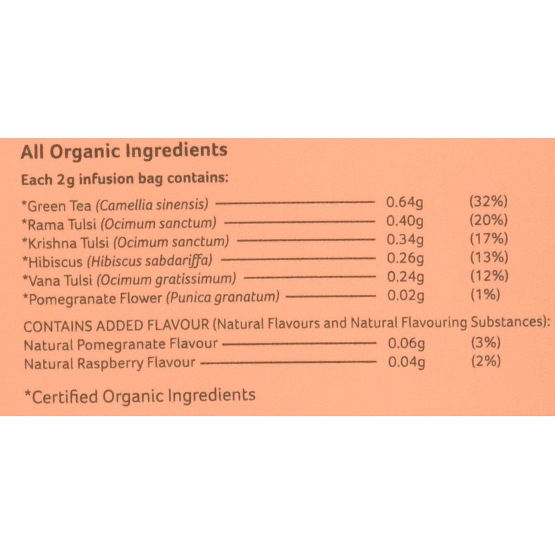 Organic India Tulsi Pomegranate Green Tea 25 Teabags