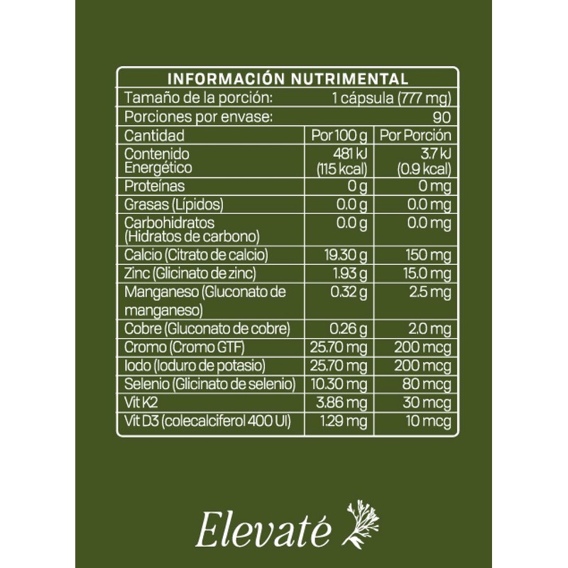 Elevaté Vital Minerals | Suplemento Multimineral | 90 Cápsulas de