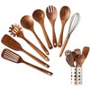 NAYAHOSE Wooden Kitchen Utensils Set with Holder, NAYAHOSE 9 Pcs