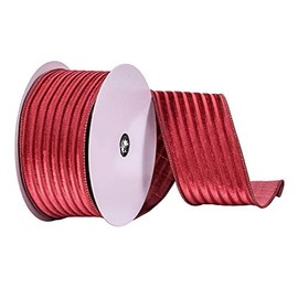 Vickerman 2.5" x 10 yd Mauve Stripe Mesh and Velvet Ribbon, Seasonal Christmas Ribbon for Gift Wrapping, Tree Decor
