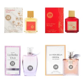 Hybrid & Company Women's 4 Pcs Chandelier Dore Crystal La Bella Viva Pour Femme Perfume Natural Spray Fresh Fragrance