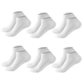 Dress Cici Cotton Ankles Socks for Men, Lightweight Low Cut Socks with instep And Cuff Knitting Ribbing (6 Set: White 6Pairs), Asia Size One Size