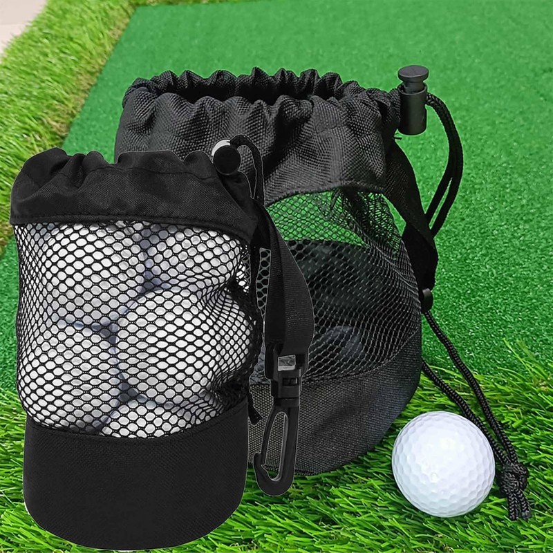 2Pack Golf Ball Storage Bag，Black Golf Ball Pouch Bags with