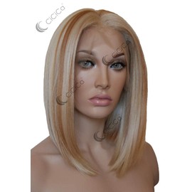 CiCiCa-“Felicity”, Lace Front Wigs, Soft Lace Wig, Medium Length Wig, Straight Wig, Bob Wig, Mixed Blonde Wig, Premium Synthetic Heat Resistant Hair Replacement Wigs for Women.