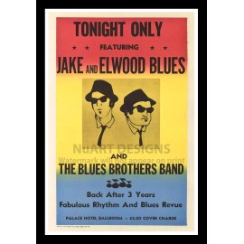 Unbranded Framed Vintage Style Rock 'n' Roll Poster "THE BLUES BROTHERS";12x1