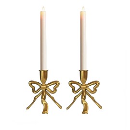 Juego de 2 portavelas de arco dorado moderno, candelabros de metal para velas cónicas, juego de portavelas decorativos para mesa, mantel, para boda, cena, fiesta, decoración del hogar
