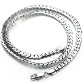 TUOKAY Silver 9mm Wide Miami Cuban Link Curb Chain Necklace Wide Curb Link Chain Necklace Silver Stainless Steel Cuban Chain Necklaces (18‘’Long, 9mm)