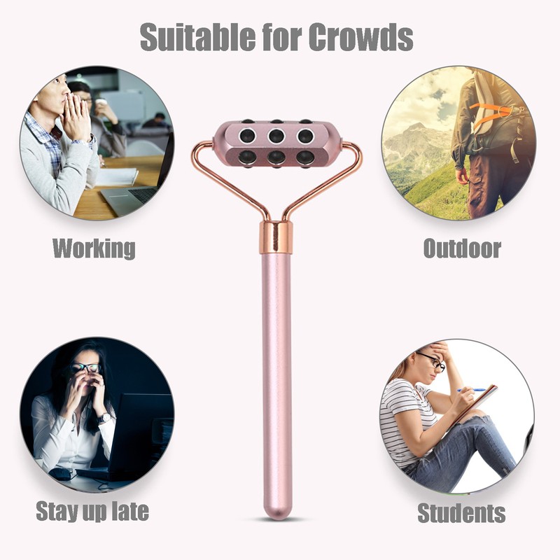3 in 1 Rose Quartz Face Roller Massager Germanium Facial