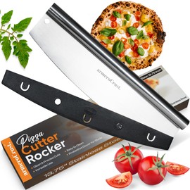 armeroCrust 13.75 Inch Pizza Cutter Rocker Blade - Easy Slicing - Premium Finish Pizza Slicer with Time Saving Pizza Cutter Rocker Design