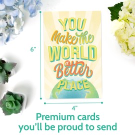 T MARIE 50 Appreciation and Recognition Postcards - You Make the World a Better Place - Kudos Note Cards for Staff, Volunteer, Team, Donor, Teacher, Student, Nurses, Doctors and More