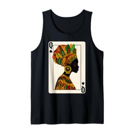 Black Queen Of Spades Card Deck Game Proud Black Women Tank Top